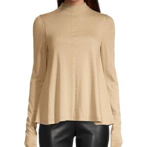 NWT! Rebecca Taylor  Mock Neck Trapeze Top - Chamois, Size M